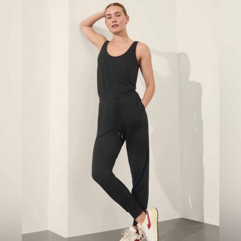 Athleta Black Sleeveless Drawstring Waist Jumpsuit NWT